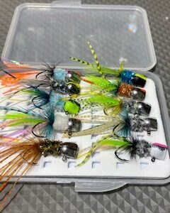 A box of handtied jigs